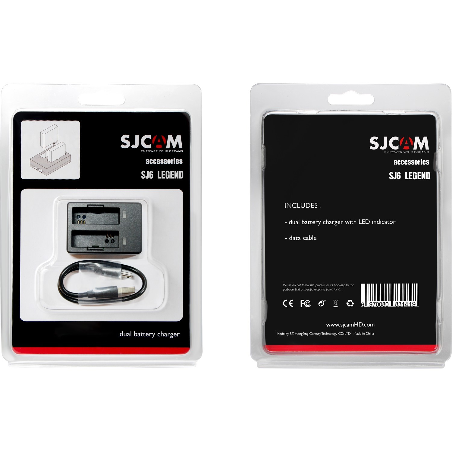 Зарядное устройство SJCAM для двух аккумуляторов камер SJCAM SJ6 (M-Case SJ411)