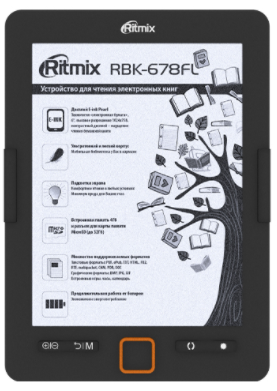 6" Электронная книга Ritmix RBK-678FL 1024x758, E-Ink, 4 ГБ, черный