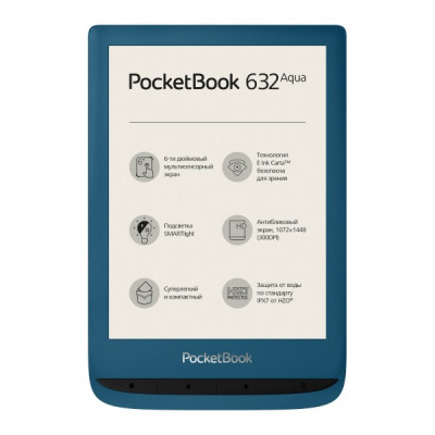Электронная книга PocketBook 632 Aqua 16Гб лазурный