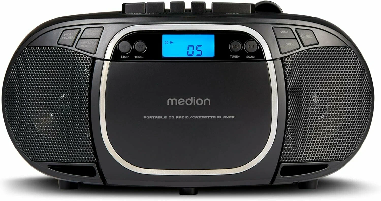 Магнитола Medion Boombox Life E66476 CD/MP3+Cassete+/FM+USB, цвет черный