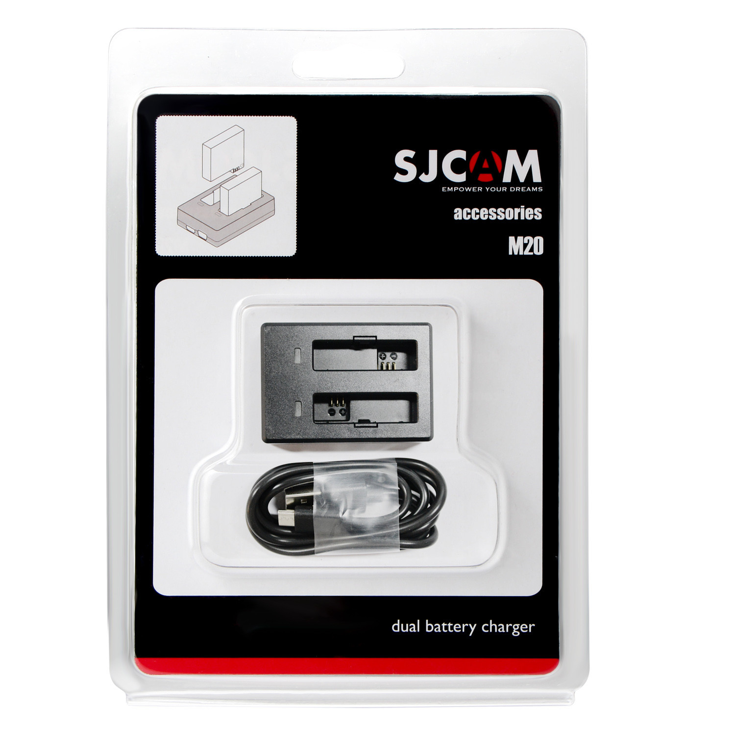 Зарядное устройство SJCAM для двух аккумуляторов камер SJCAM M20 (M-Case SJ451)