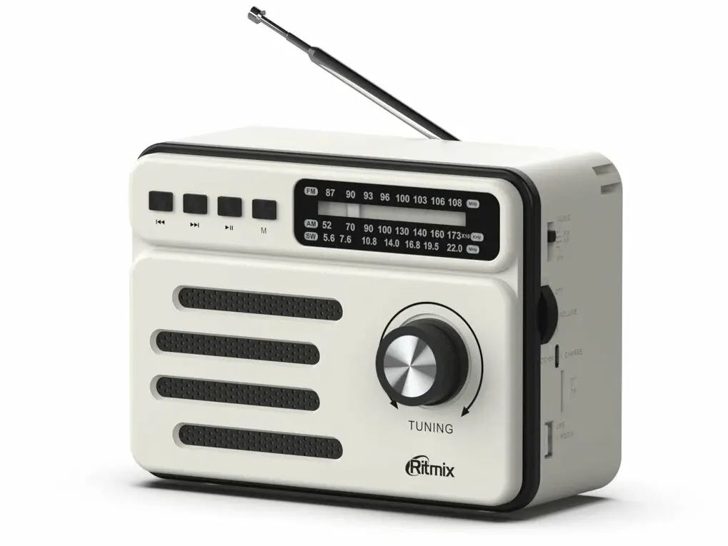 Радиоприемник с аккумулятором Ritmix RPR-048 (FM/AM/SW/BT/USB/SD), белый